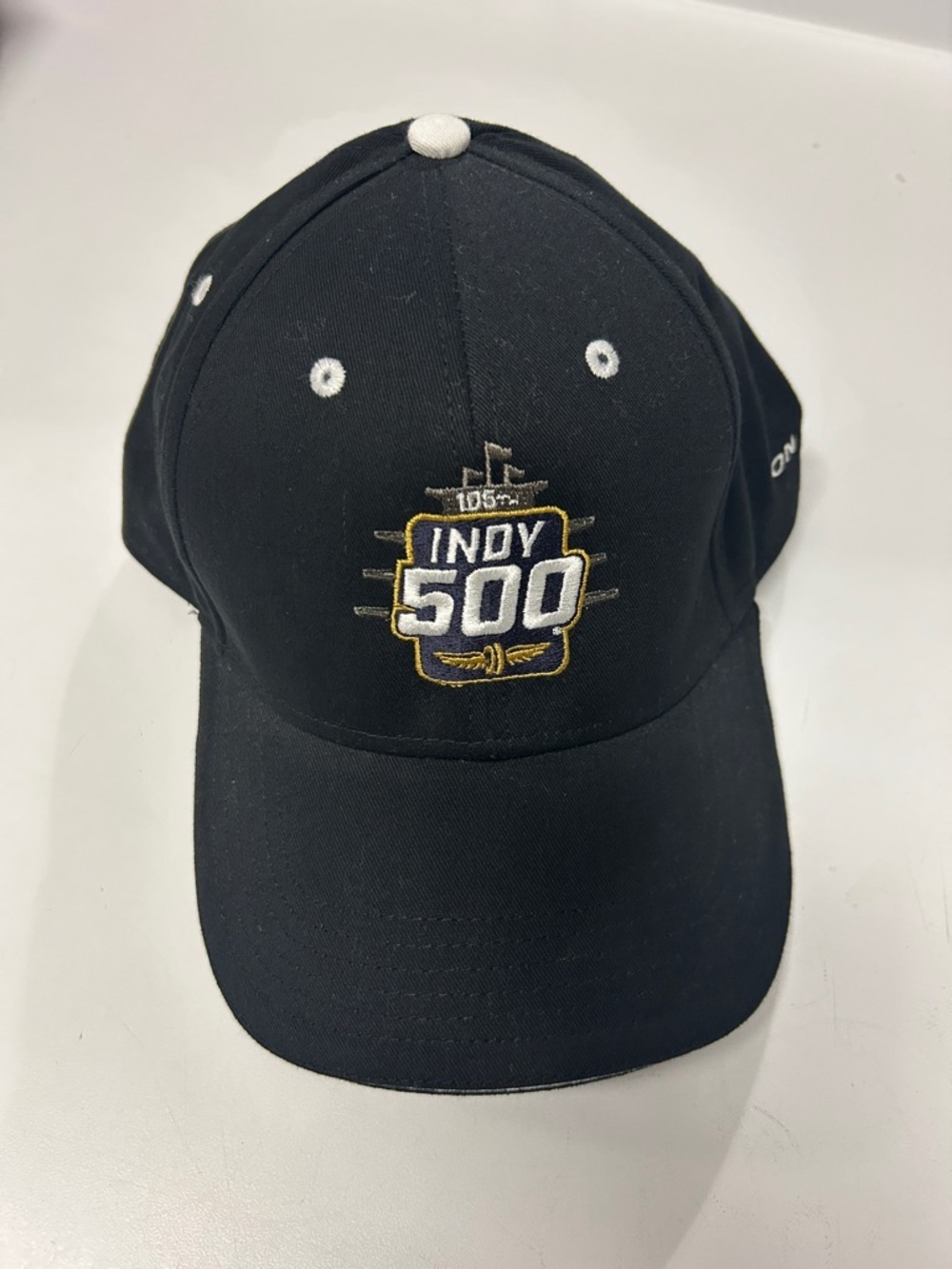 Indy 500 105th Embroidered Black Baseball Cap with White Accents